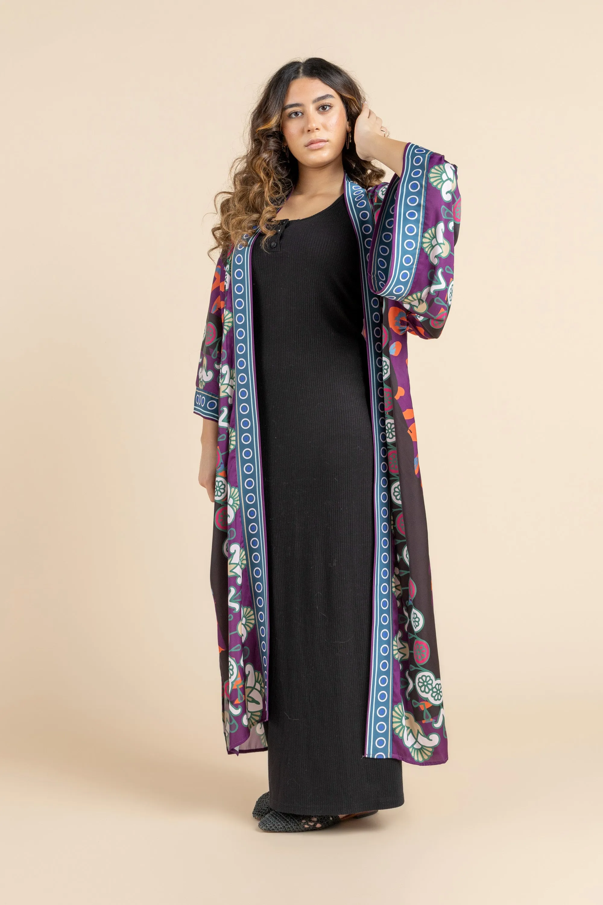 Satin Black Serenity Kimono