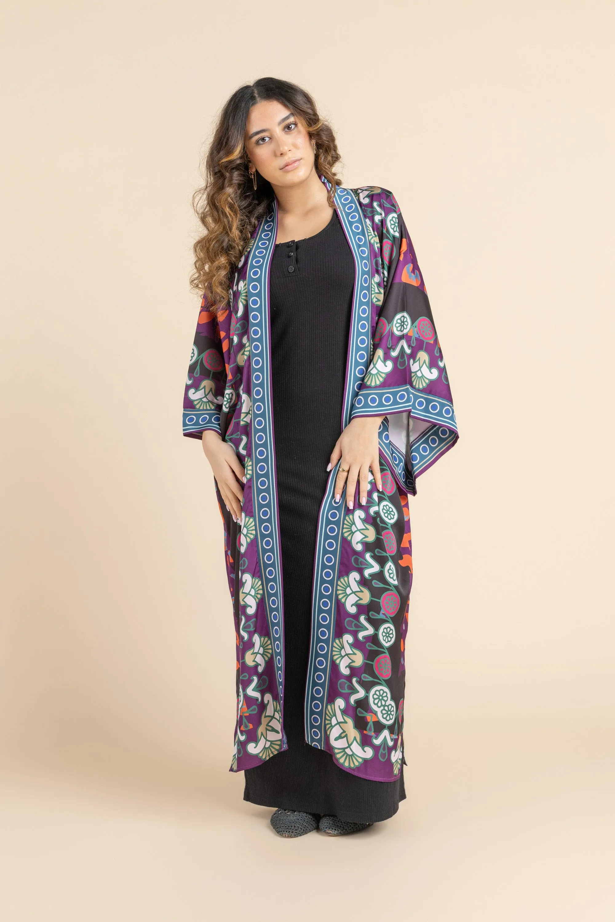 Satin Black Serenity Kimono