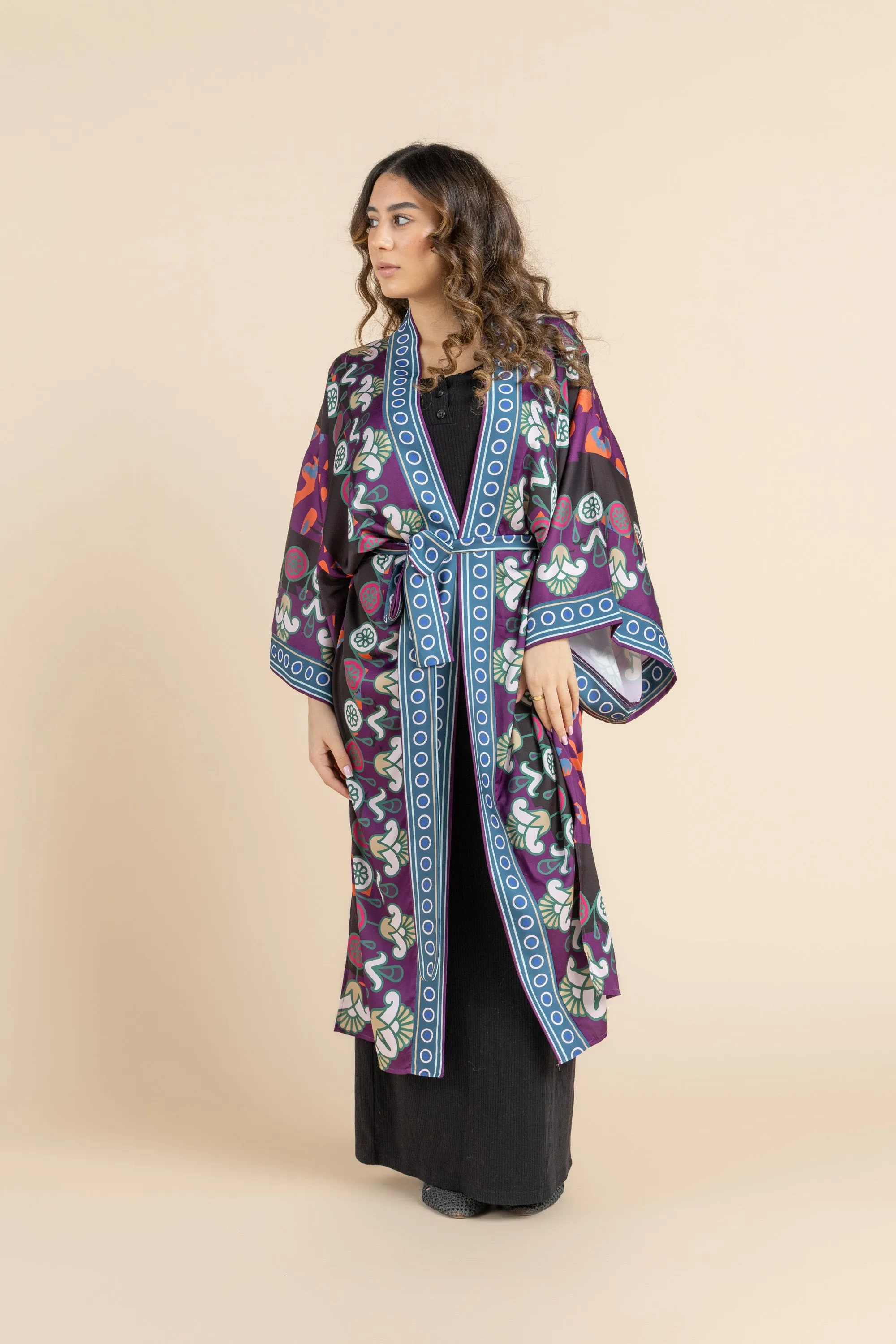 Satin Black Serenity Kimono