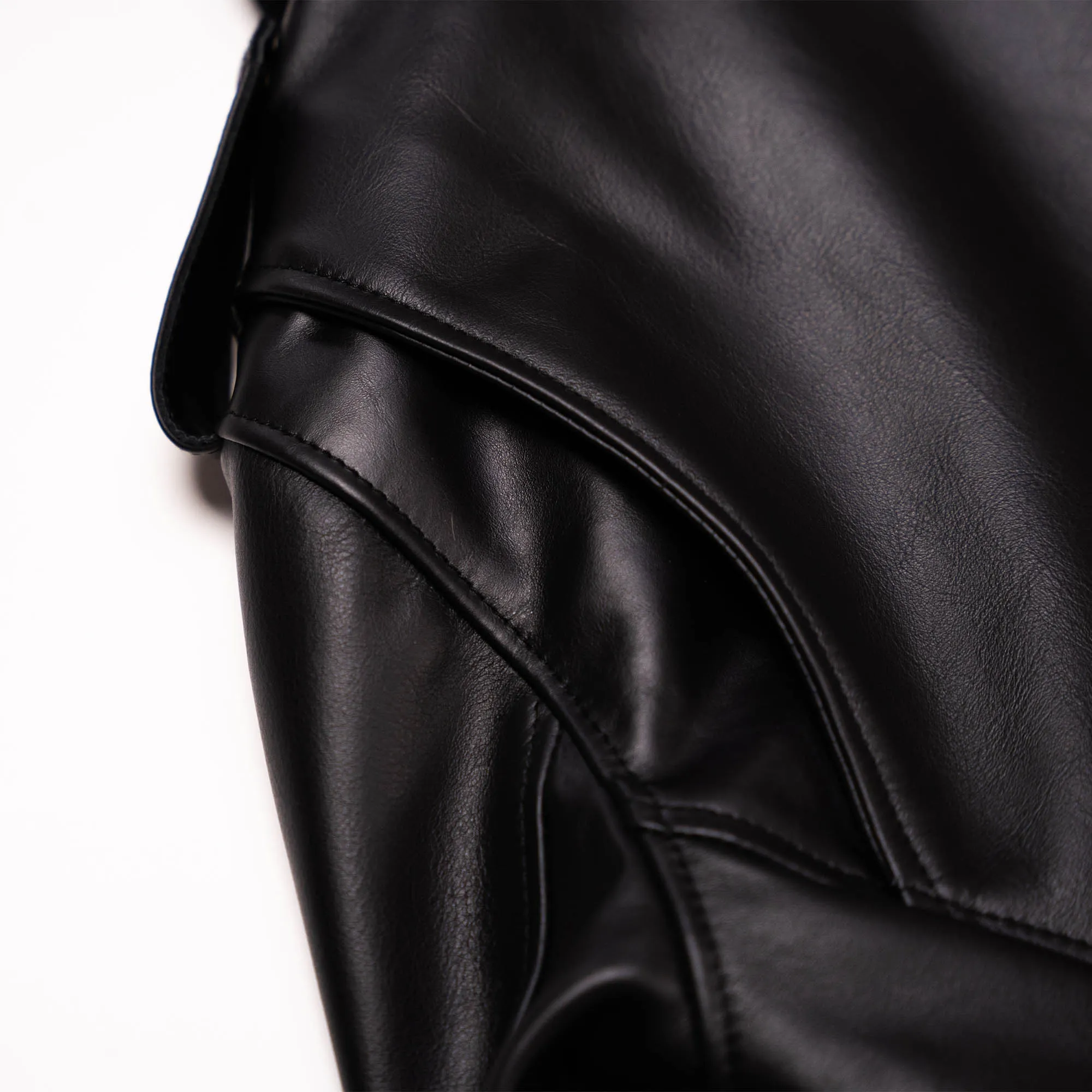 Shangri-la Heritage - "Chiodo" Fur Collar Black Steerhide Leather Jacket