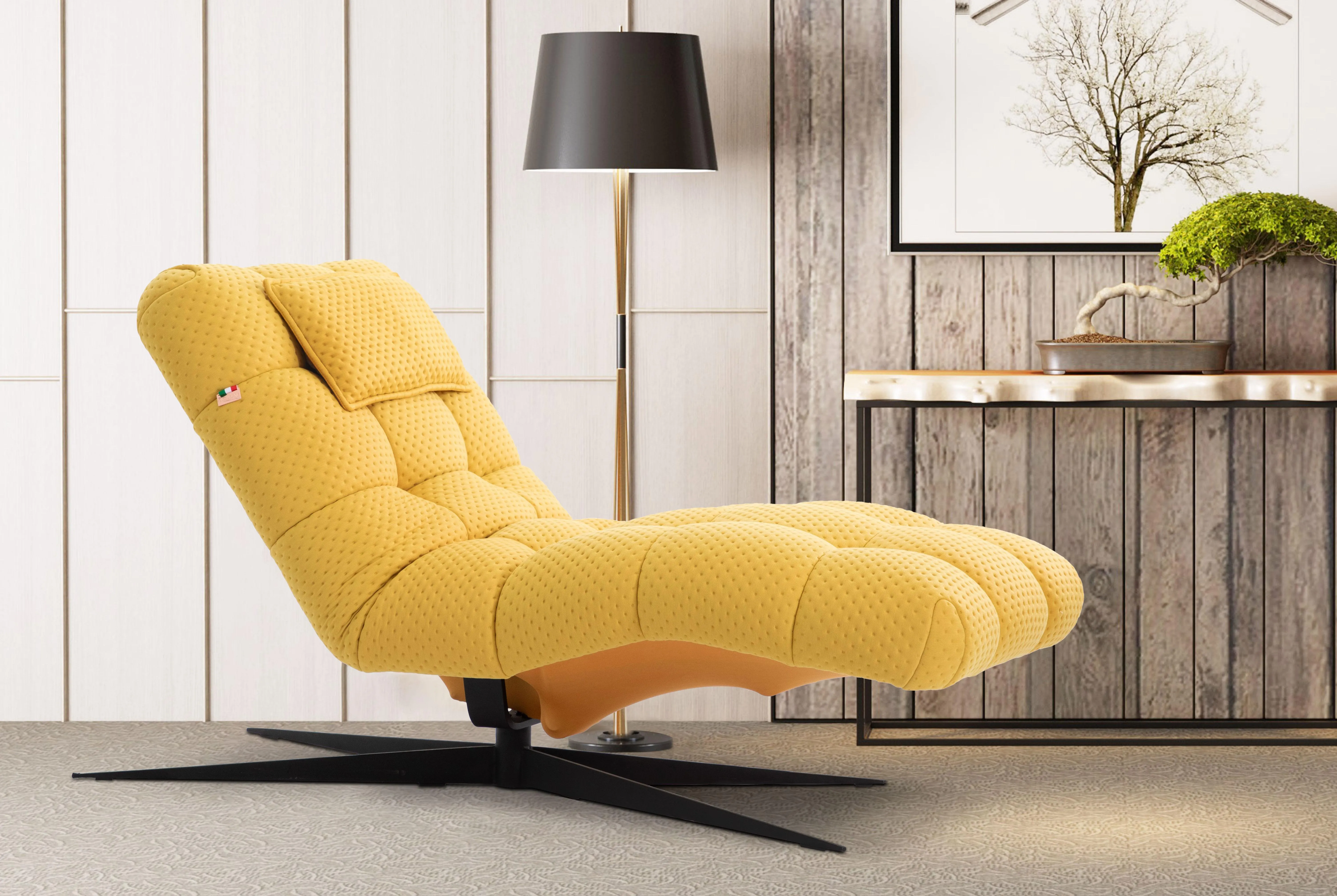 Smart Lounge Chair C019 - Yellow Fabric