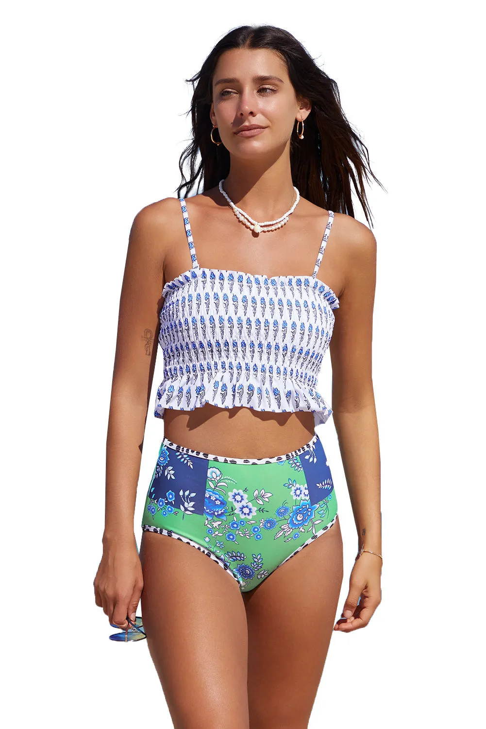 Smocked High waisted swimsuits