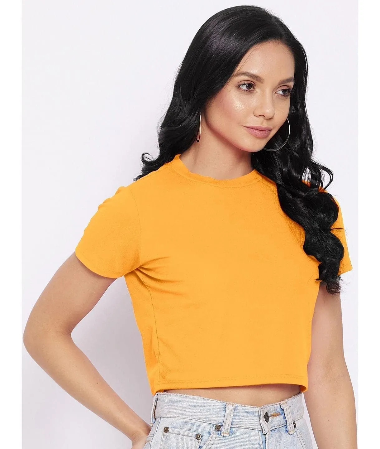 Solid Cotton Stretchable Crop Top