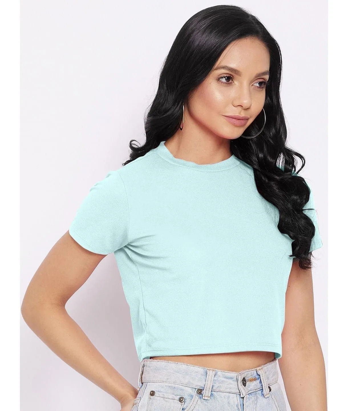 Solid Cotton Stretchable Crop Top