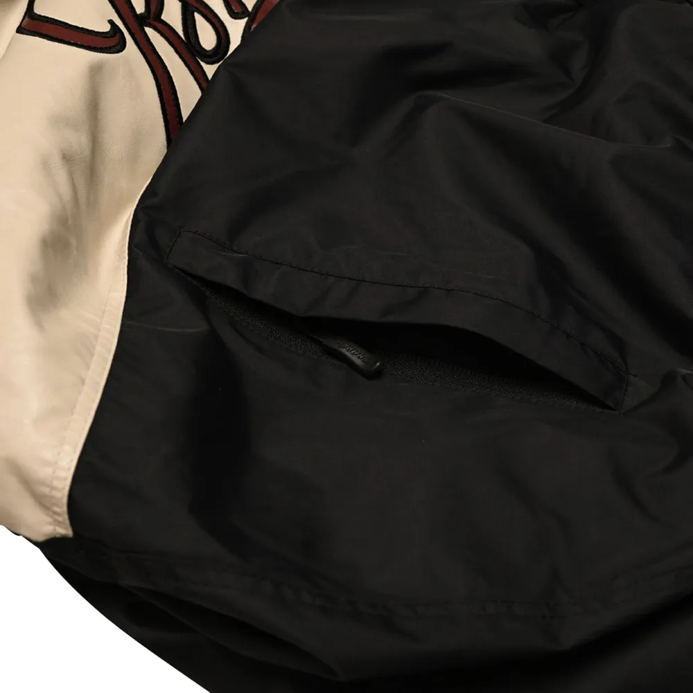 SPORTY LOGO COLLAR VARSITY JACKET BLACK