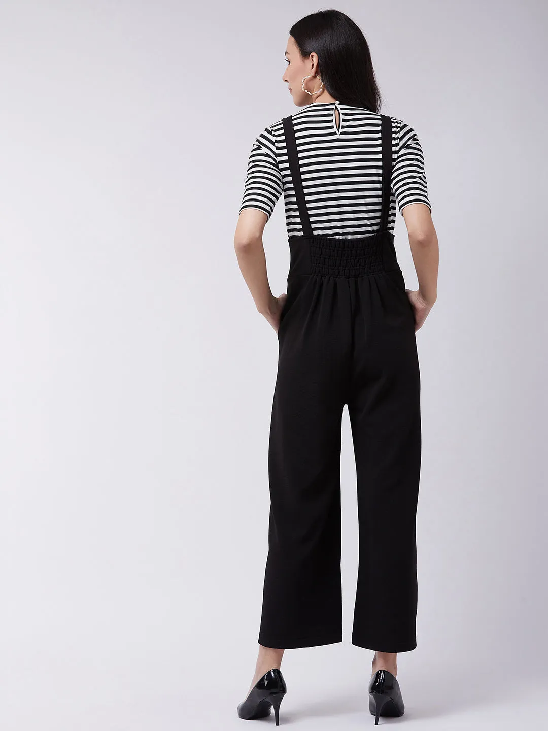 Stripe Top And Solid Pant Set