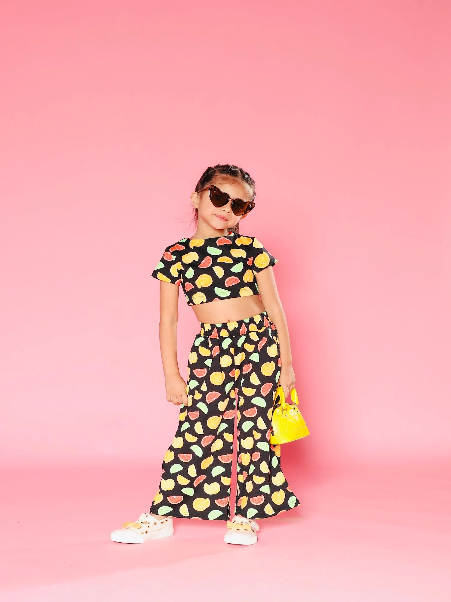 Sunny Delight: Fruit Print Two-Piece Set for Girls