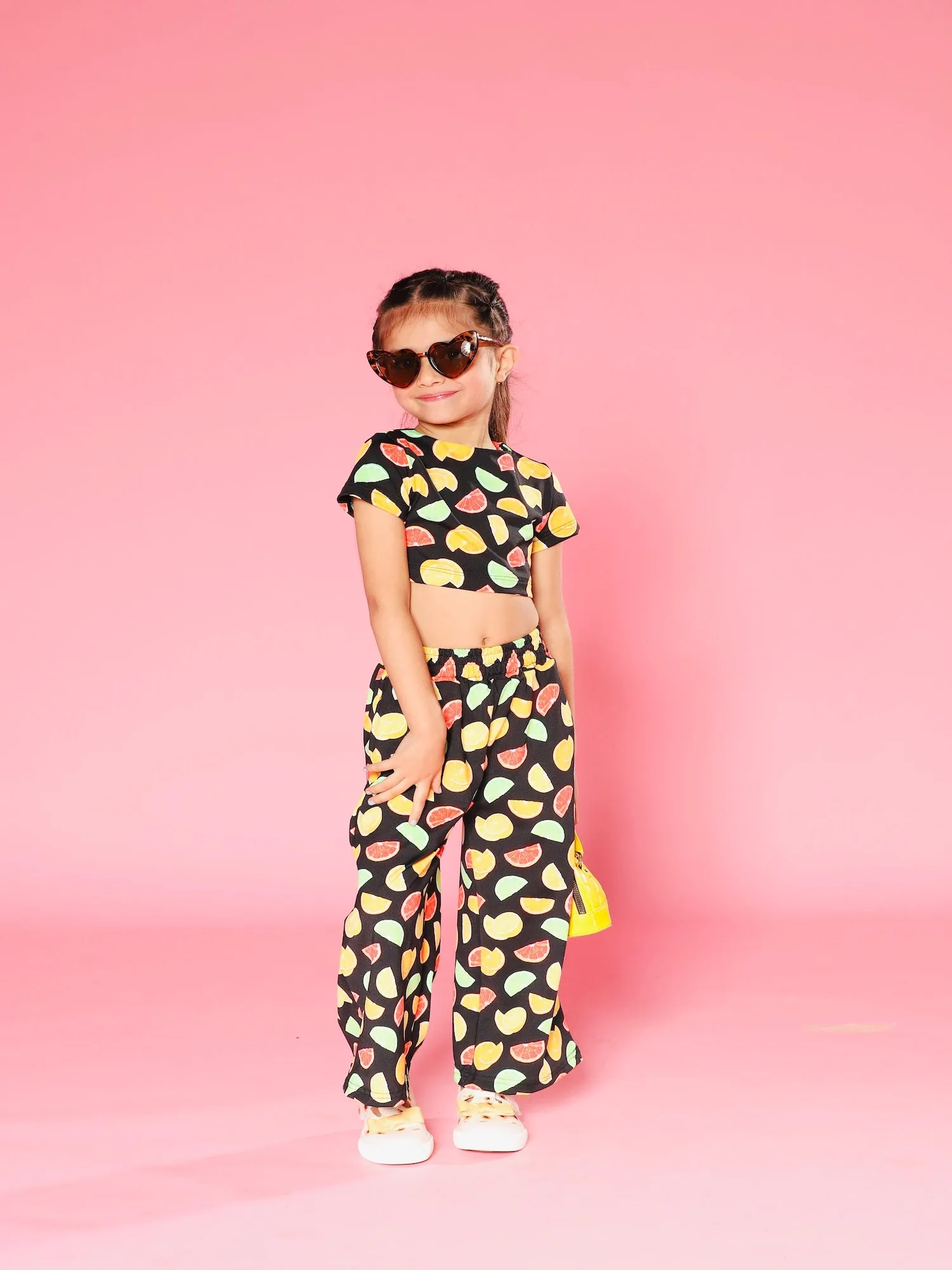 Sunny Delight: Fruit Print Two-Piece Set for Girls