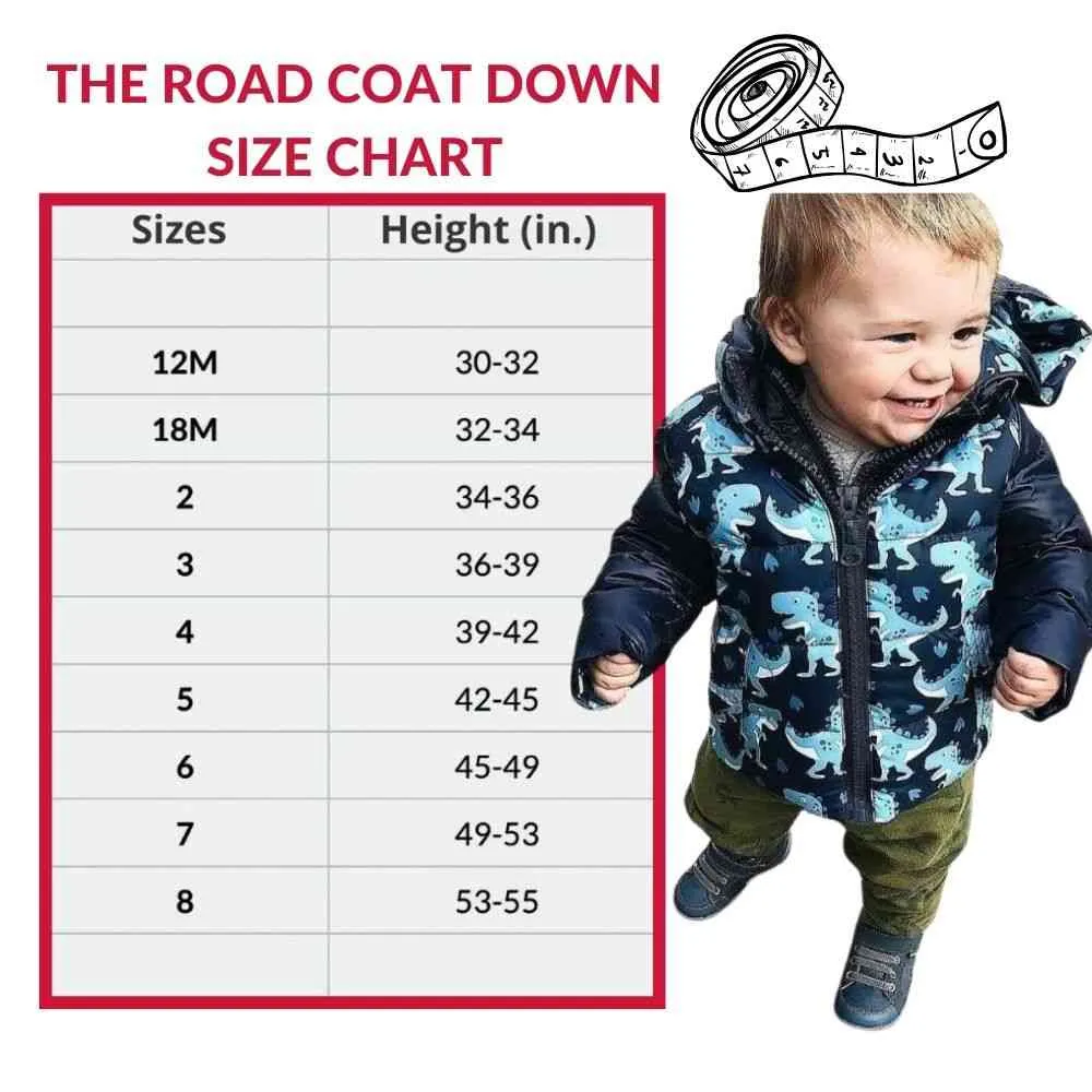 The Road Coat Down - Navy Raptor Print