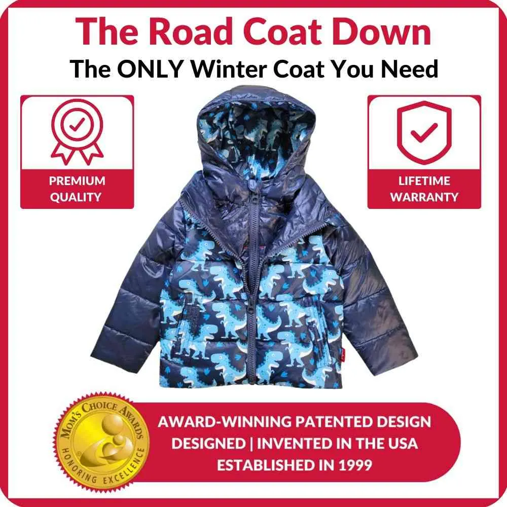 The Road Coat Down - Navy Raptor Print