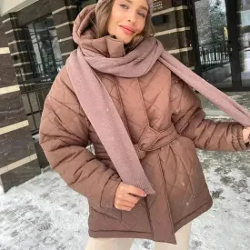 Thermal Jacket Plus Size Tie Down Cotton Winter Hoodie Coat