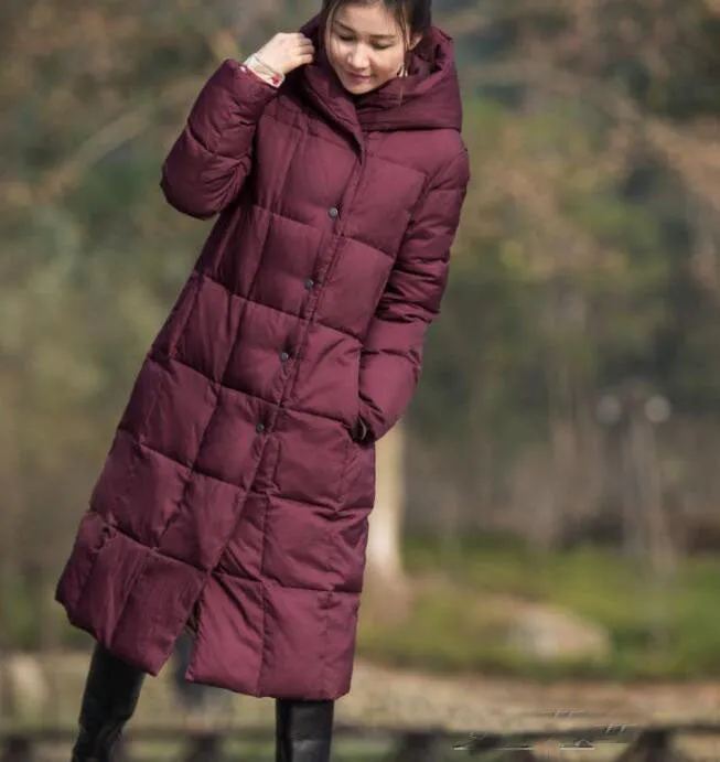 Thick Long Winter Duck Down Jacket, Hooded Down Jacket Women Puffer Coat