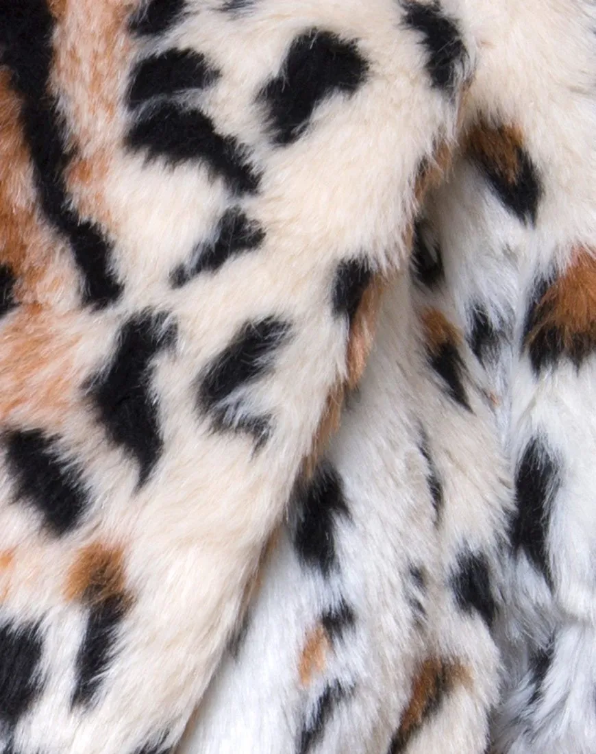 Tina Coat in Leopard Faux Fur