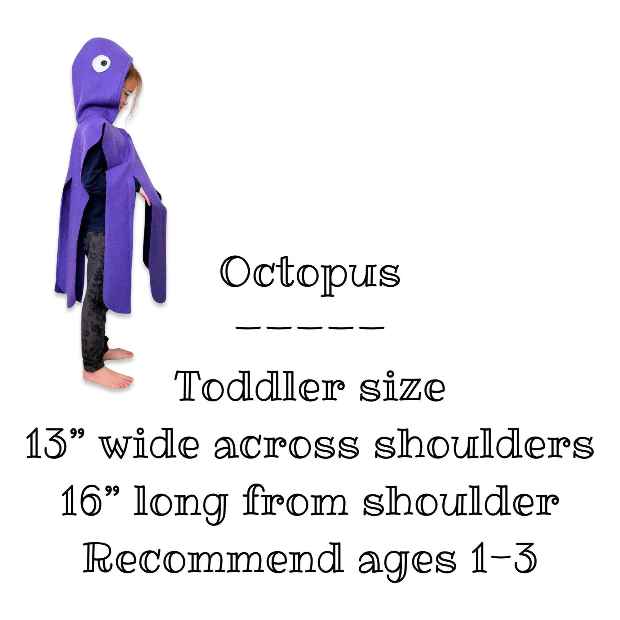 Toddler Octopus Cape, Halloween Costume - 6 Colors Available