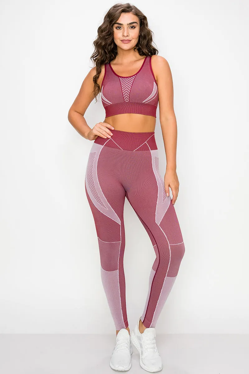 Toned and Lined Compression Active Workout Set