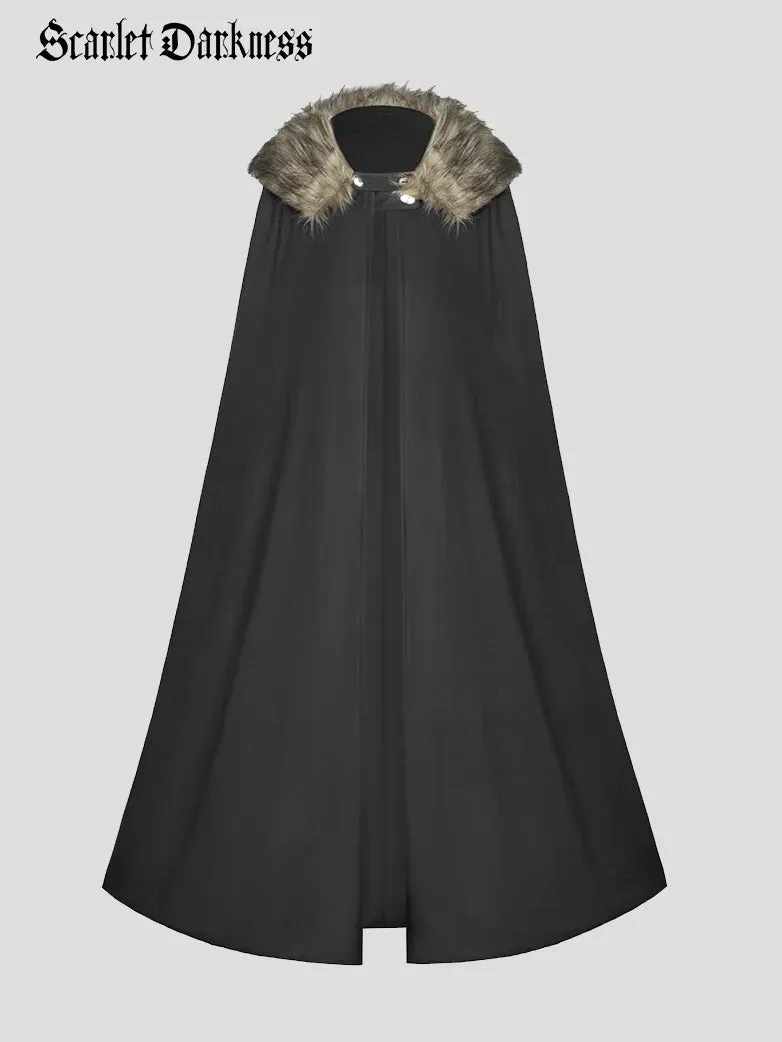 Unsex Medieval Cape Fur Collar Cloak Warrior Cloak