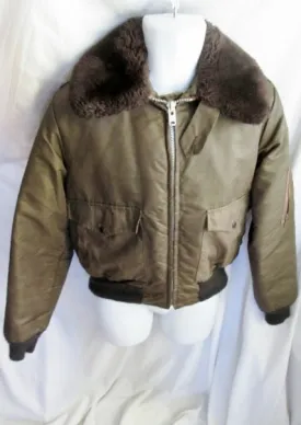 US ARMY SCHOTT BROS B-15 A BOMBER AIR FORCE jacket coat BROWN M Fur Military