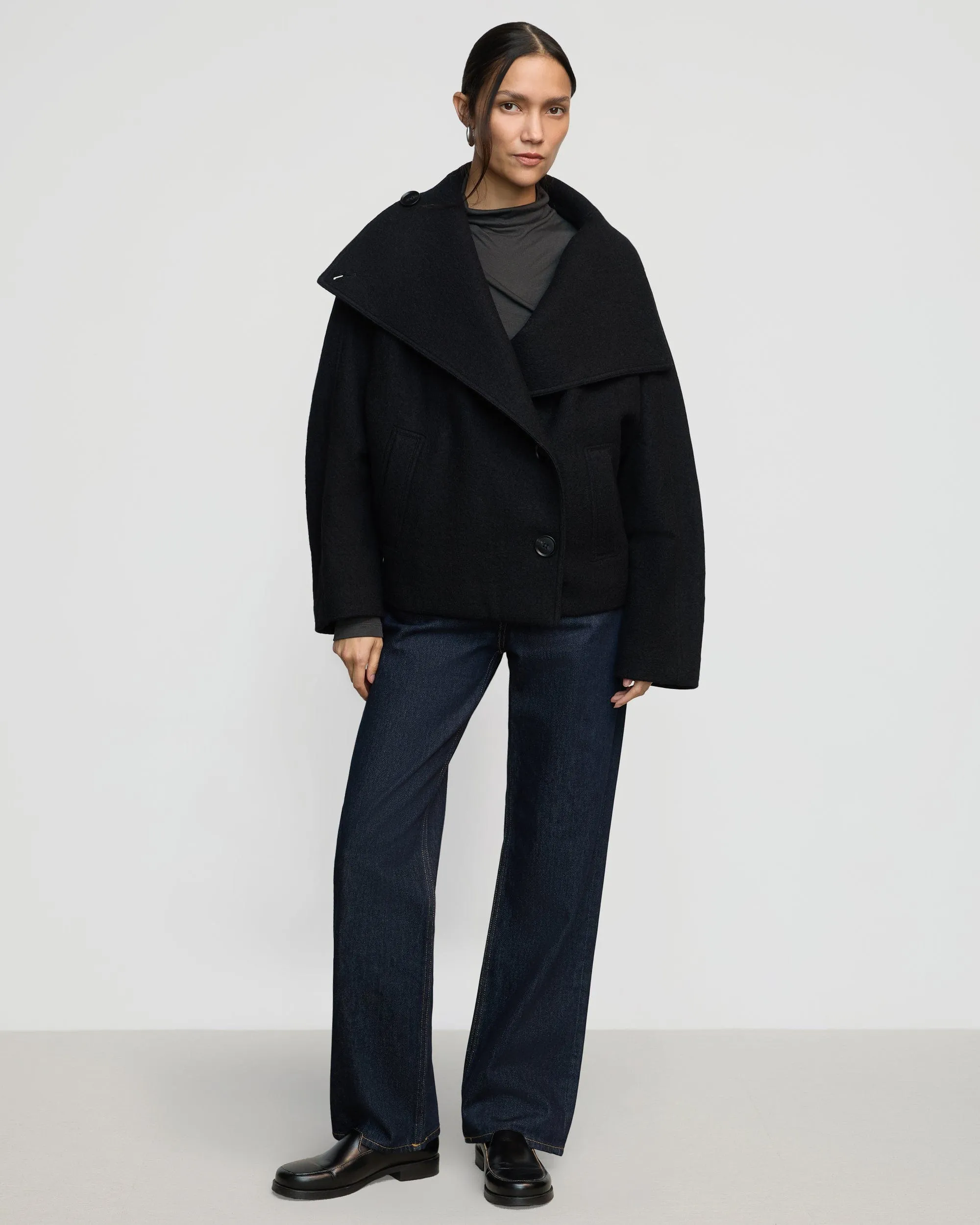 Vashti Wool-Blend Collared Peacoat