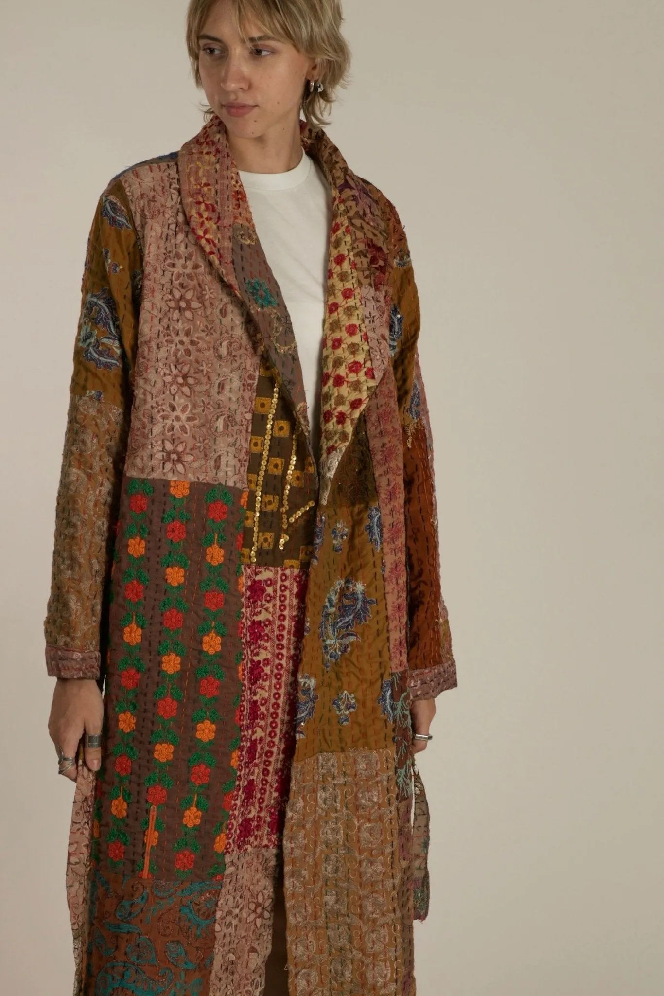 VICTORIA THALIA EMBROIDERE PATCHWORK KIMONO JACKET