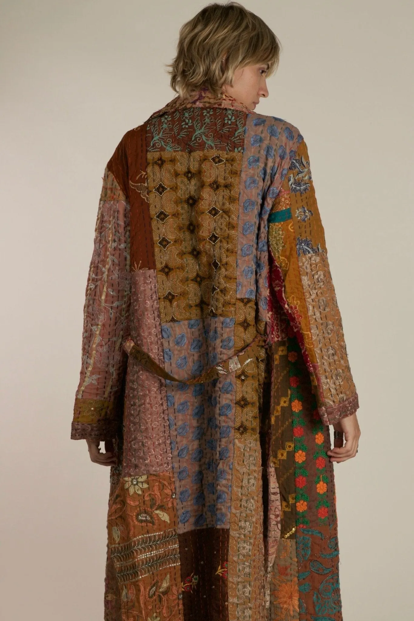 VICTORIA THALIA EMBROIDERE PATCHWORK KIMONO JACKET