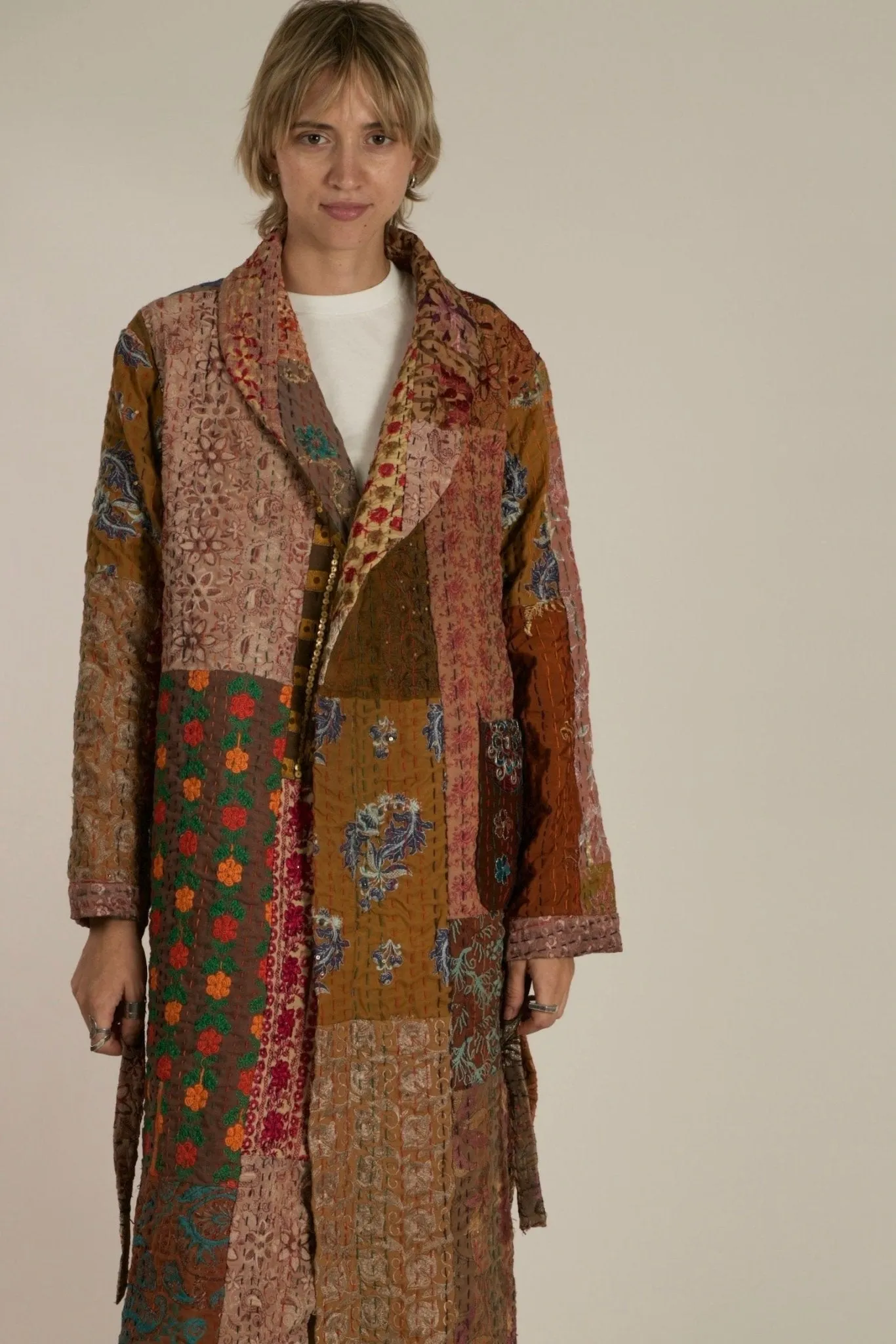 VICTORIA THALIA EMBROIDERE PATCHWORK KIMONO JACKET