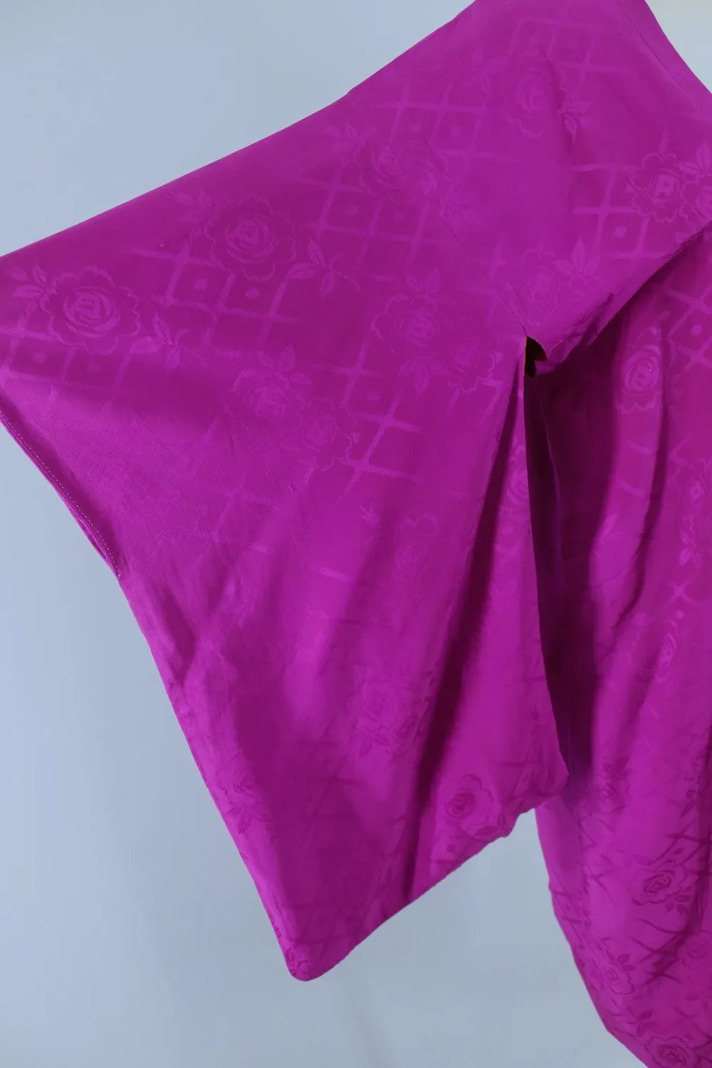 Vintage 1930s Silk Kimono Michiyuki Coat / Bright Magenta Purple