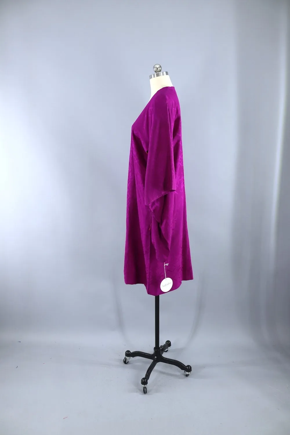 Vintage 1930s Silk Kimono Michiyuki Coat / Bright Magenta Purple