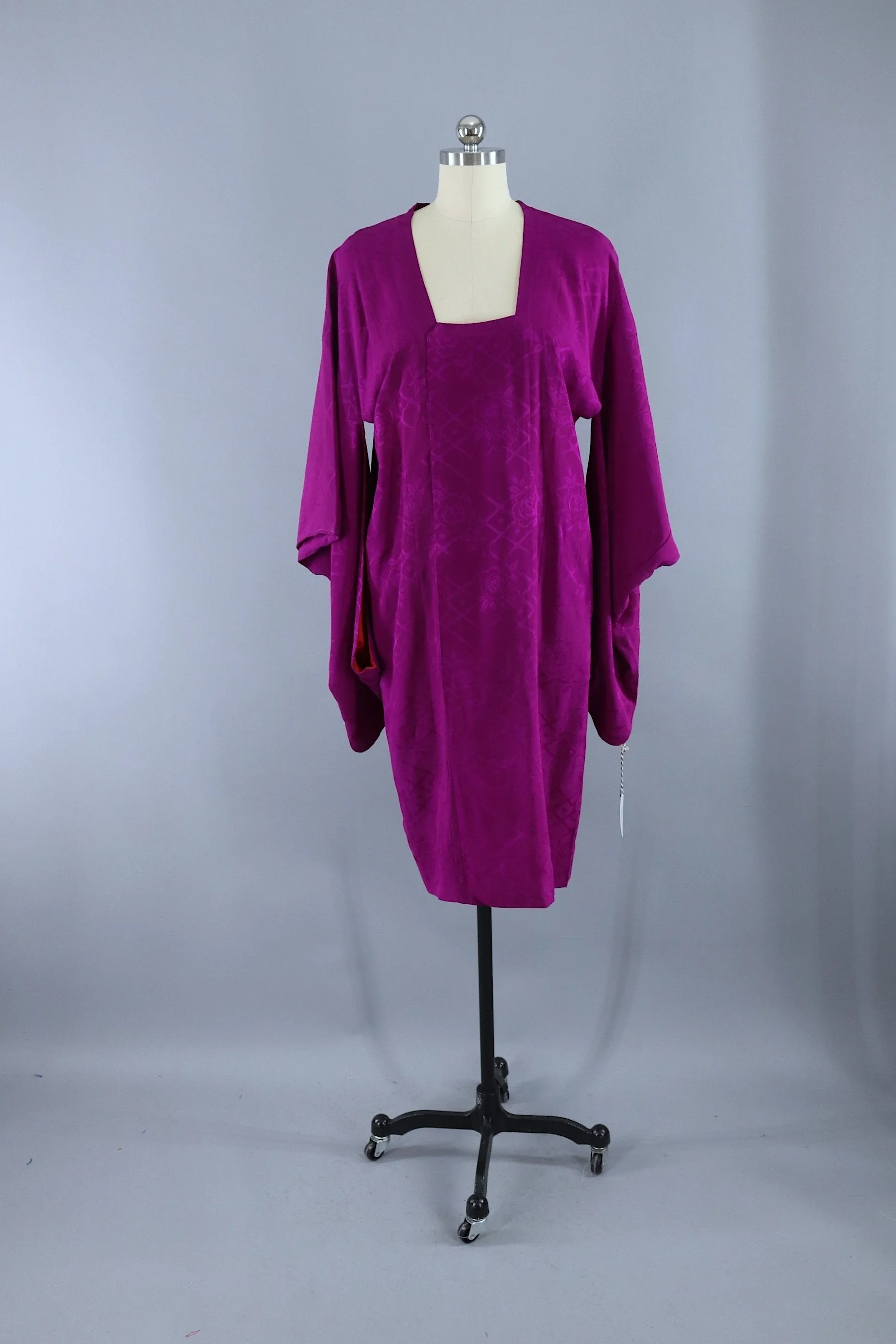 Vintage 1930s Silk Kimono Michiyuki Coat / Bright Magenta Purple