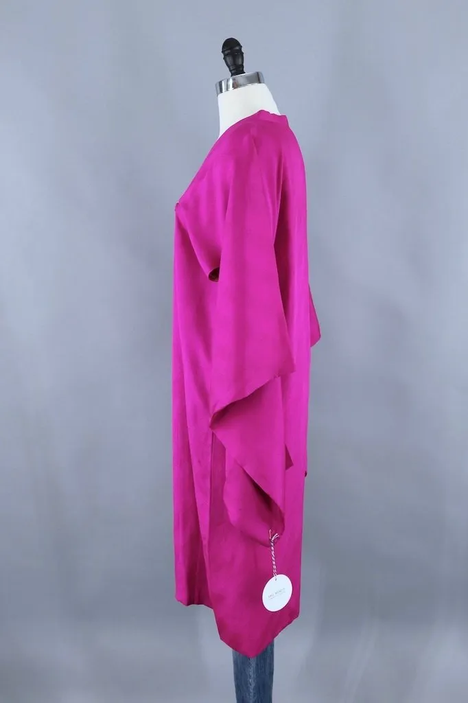 Vintage Magenta Pink Silk Kimono Jacket