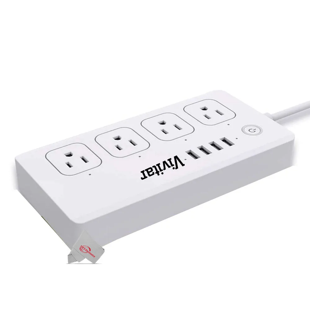 Vivitar Smart Home Smart Plug Power Strip 4 Wi-Fi Outlets   4 USB Ports Compatible with Alexa and Google Home - No Hub Required