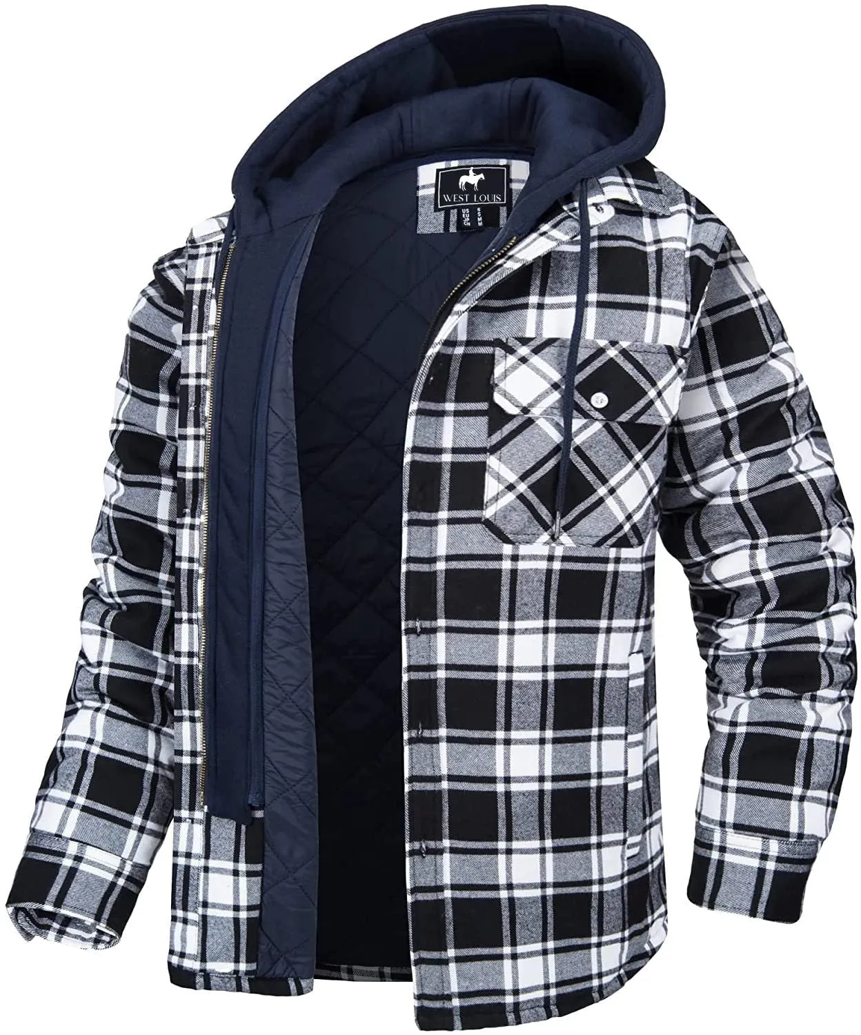 West Louis™ Flannel Shirt Jacket with Removable Hood