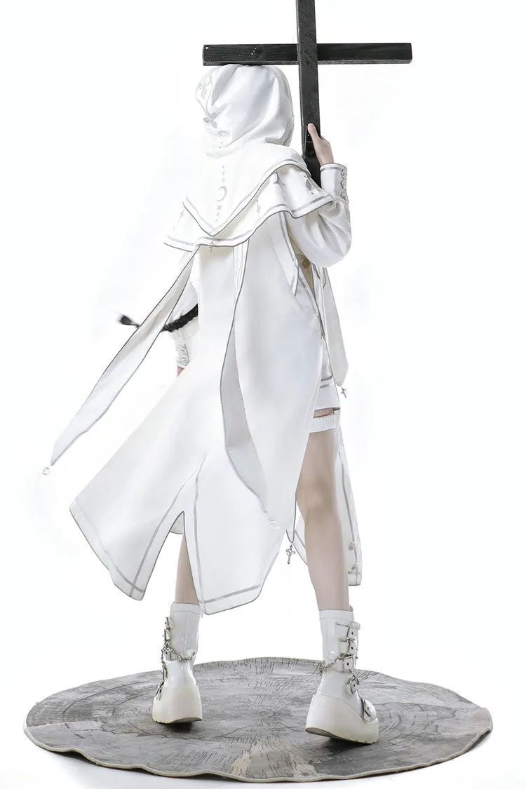 White Bionic Dimension Futuristic Mechanical Style Print Ouji Fashion Lolita Cape