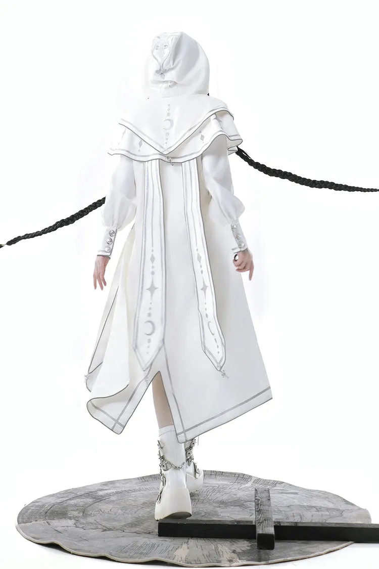 White Bionic Dimension Futuristic Mechanical Style Print Ouji Fashion Lolita Cape