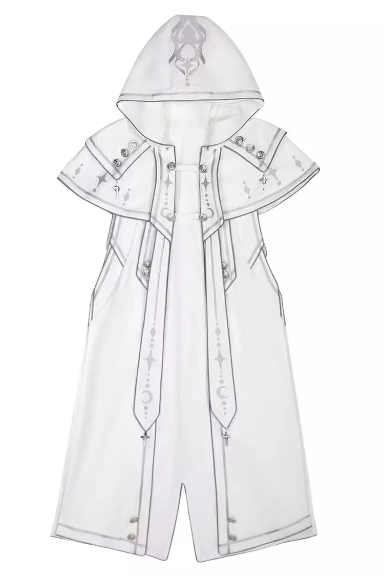 White Bionic Dimension Futuristic Mechanical Style Print Ouji Fashion Lolita Cape