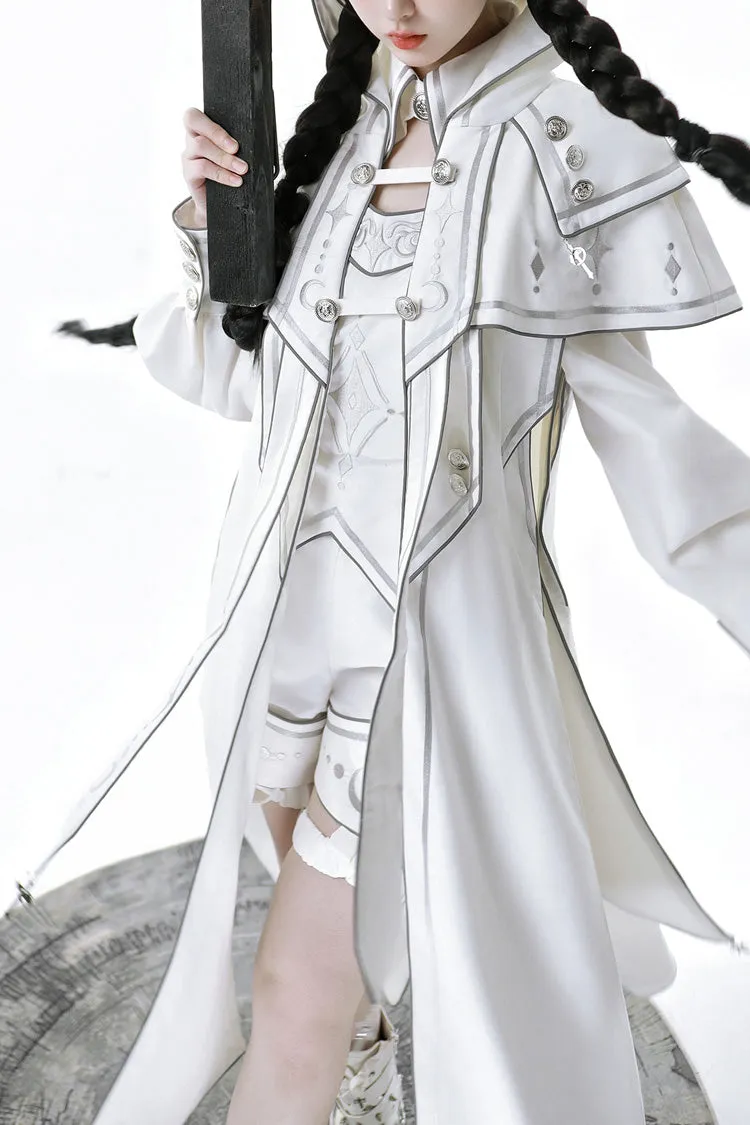 White Bionic Dimension Futuristic Mechanical Style Print Ouji Fashion Lolita Cape