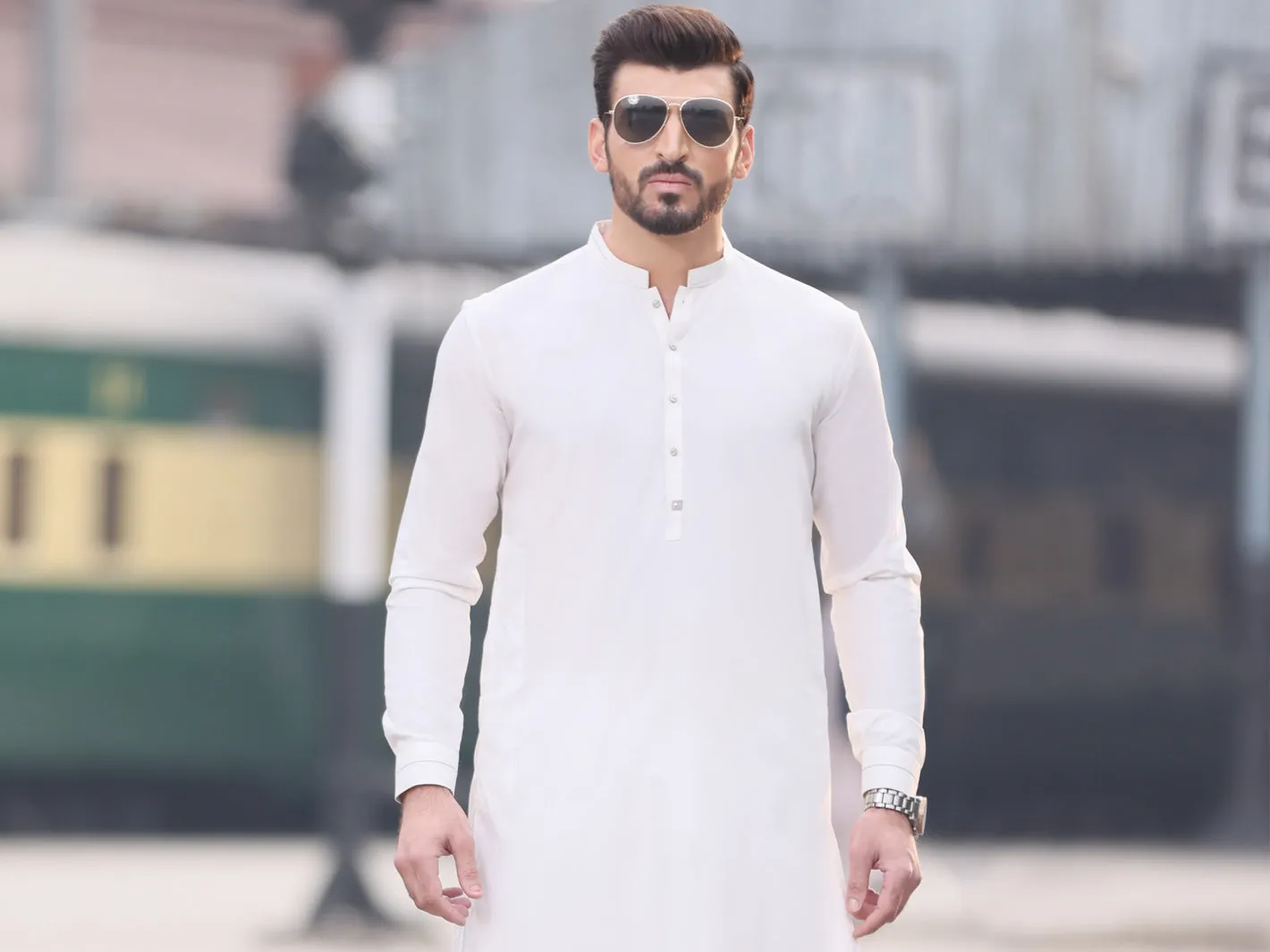 White Blended Kameez Shalwar - AL-KS-2552