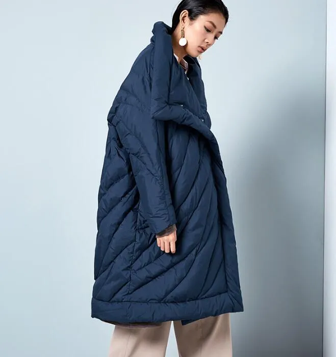 Winter Cloak Loose Duck Down Jackets Cape Long Warm Women Long Down Cloak