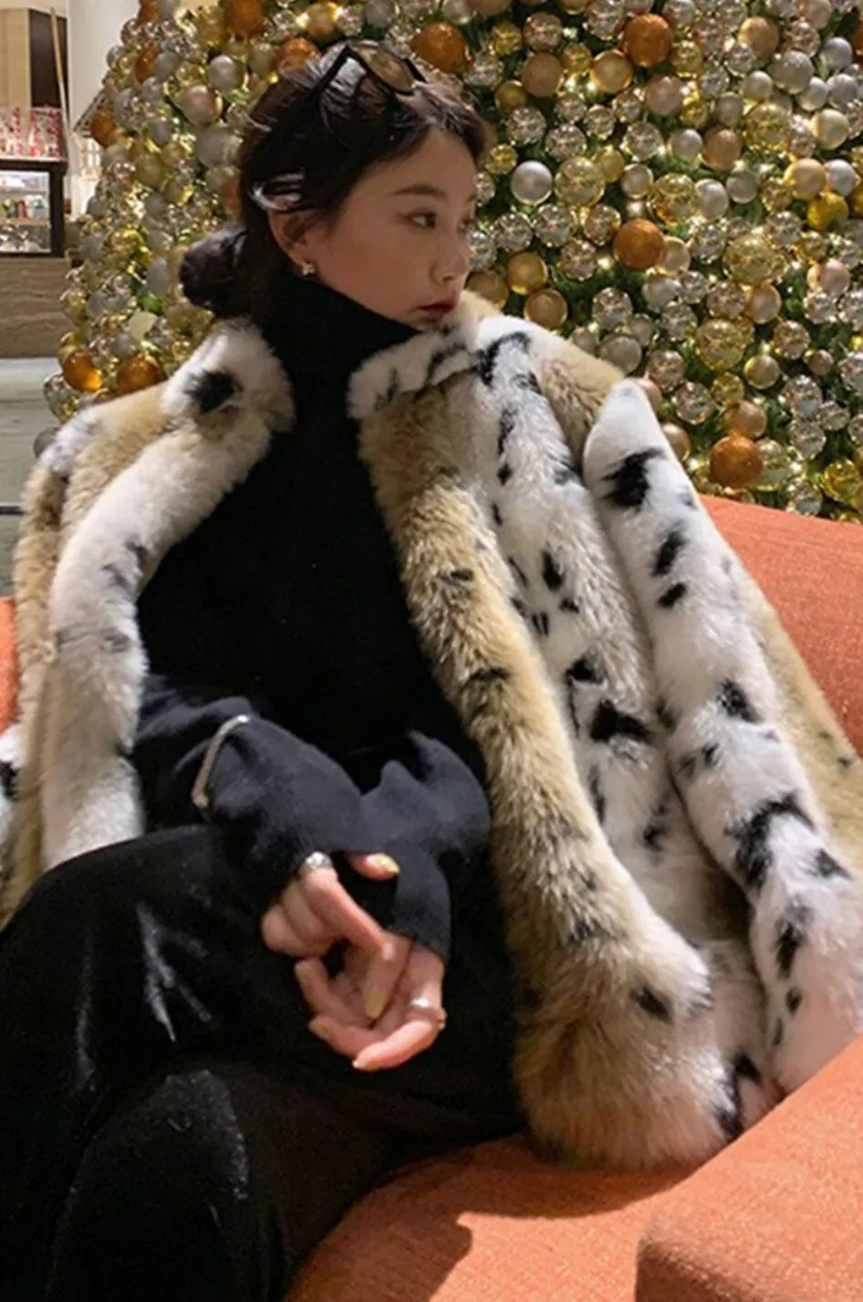 Winter Coat, Fur Coat, Faux Fur Coat, Fur Jacket, Lapel Leopard