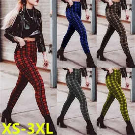 Women's Plaid High Waist Casual Stretch Feet Legging