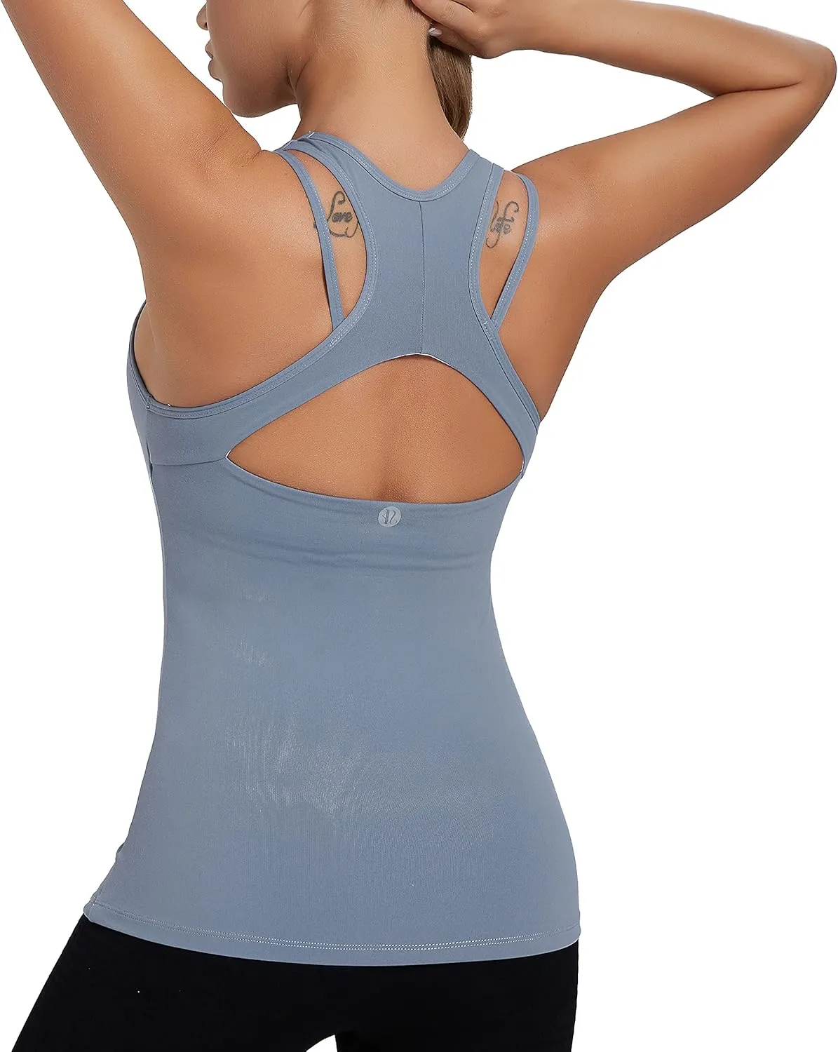 Workout Tank Tops with Built in Bras for Women,Compression Shirt Strappy Back Athletic Yoga Tops