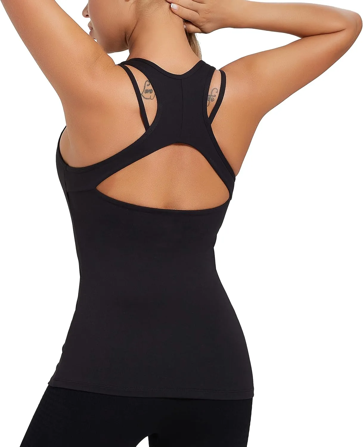 Workout Tank Tops with Built in Bras for Women,Compression Shirt Strappy Back Athletic Yoga Tops